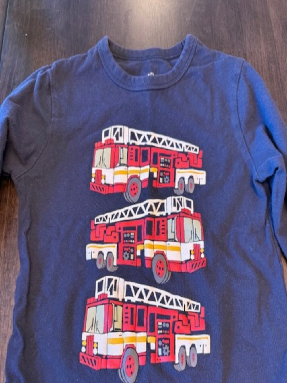 Gap 3 Red Fire Trucks Navy Long Sleeve Shirt (5 Years)